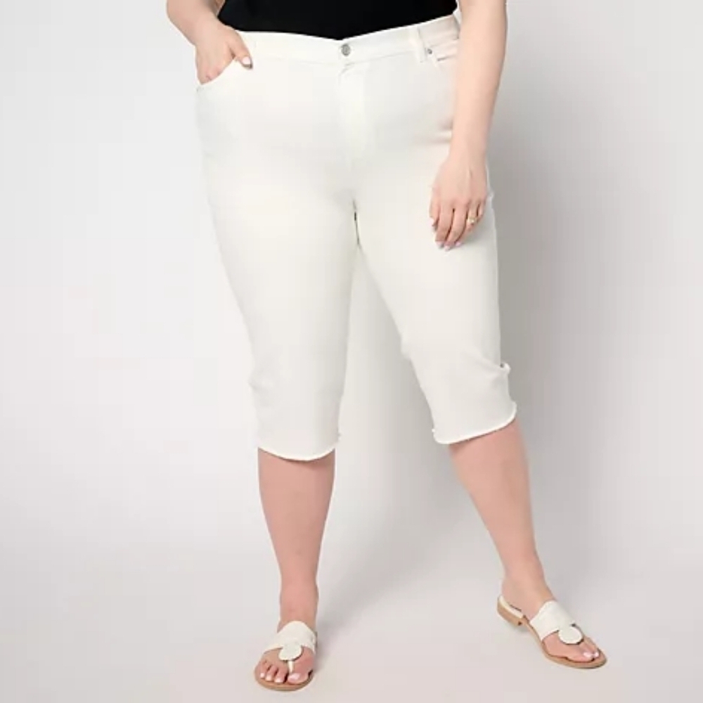 Denim & Co White PLUS Size  1x Pull On Capris